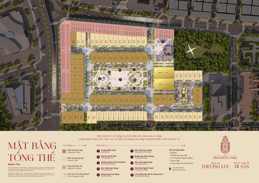 Mặt bằng thiết kế và Các loại hình sản phẩm tại The President Park